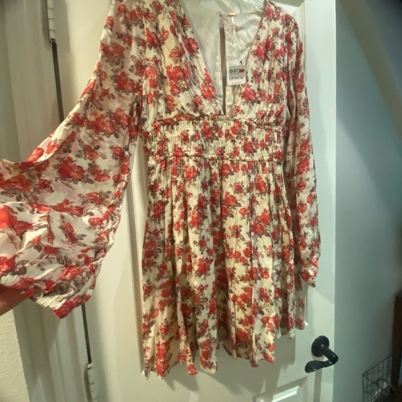 Free People Women’s Keep You Mini Dress New Floral Print Lined Cotton size M - Picture 7 of 15